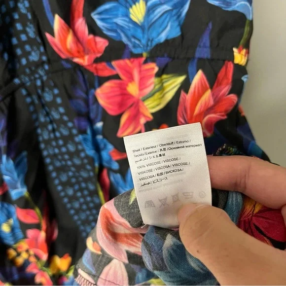 Farm Rio Floral Swim Coverup Mini Dress M - Picture 5 of 6